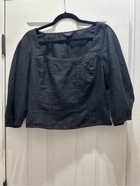 Banana Republic Black Linen-Blend Top